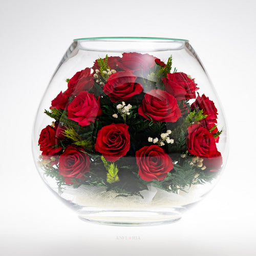 Blumen in einer Glasvase Rote Rosen -  BBR