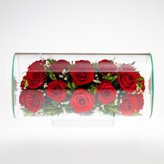 Natürliche Blumen in einer Glasvase Rote Rosen - TJR1